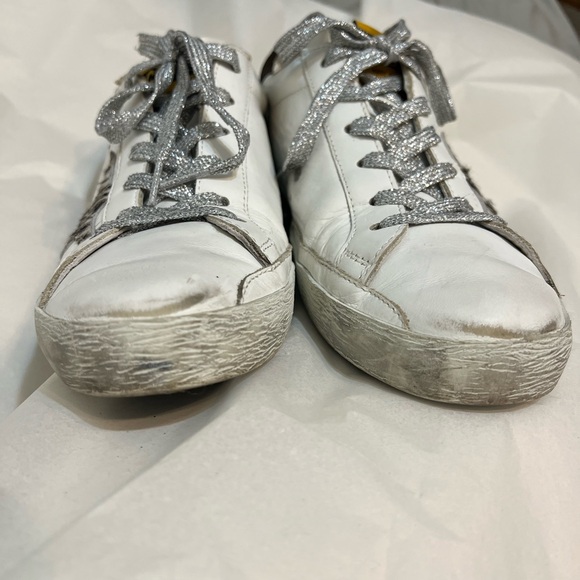 GOLDEN GOOSE Deluxe Brand Superstar Zebra-Striped Star Sneakers Size 9.5 - Picture 5 of 14